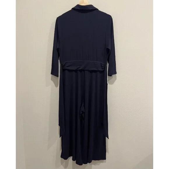 BODEN Beatrice Jersey Jumpsuit Size 8P Navy pockets Stretch Long Sleeves Belt - Picture 15 of 16